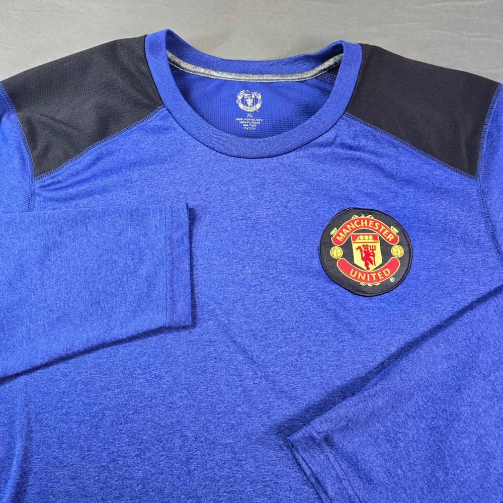 Manchester United Mens XL Blue Long Sleeve Training Soccer Shirt Jersey RN 70892